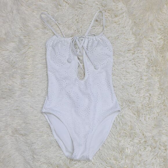 Aerie White Eyelet Swimsuit with Front Tie - Picture 1 of 6